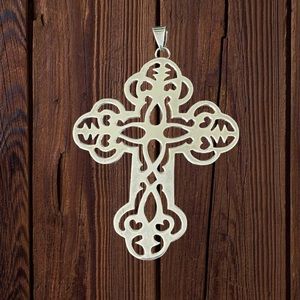Sterling Silver 4” Filigree Cross Pendant